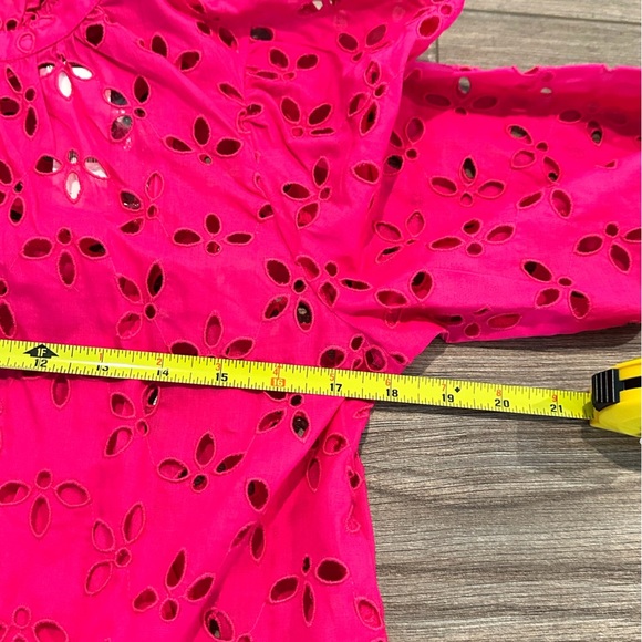 NWT! J. Crew Long Sleeve Ruffle Trim Pink Eyelet Dress Size Small - Picture 7 of 10